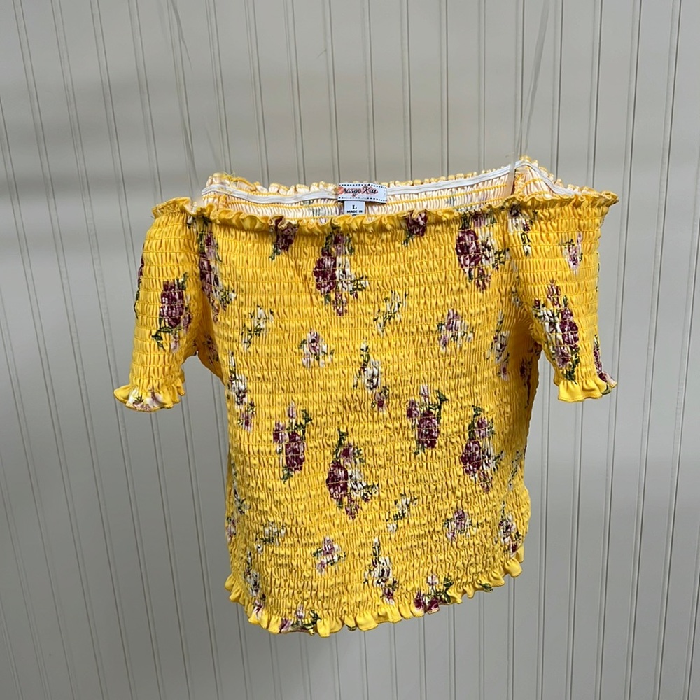 Yellow Off-the-Shoulder Crop Top